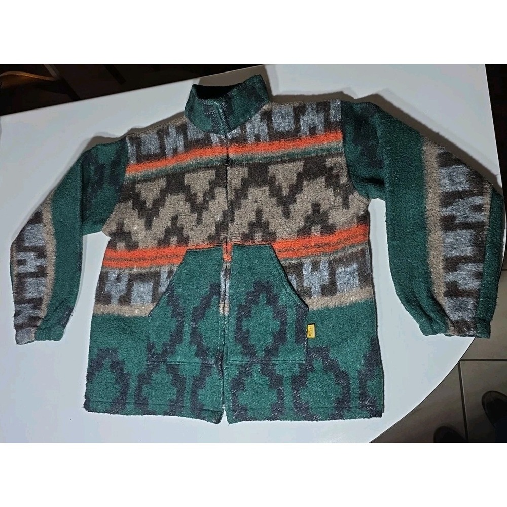 Artesanias Molina Jacket Men's M Indian Drawing Mexican Sweater Coat Aztec 38/40